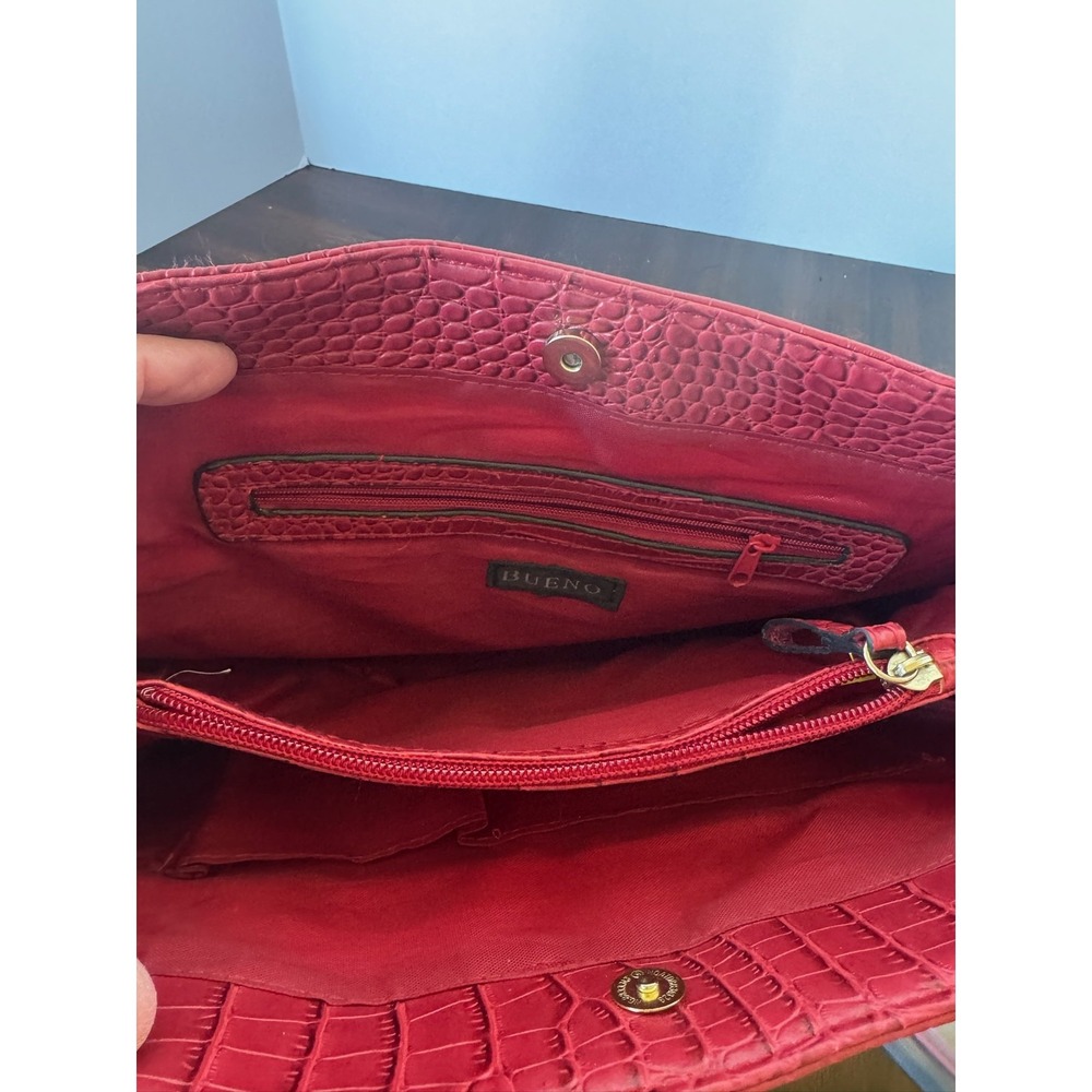 Maroon Red Bueno Vegan Faux Leather Croc Tote Bag for Women - Good‎ Condition - Picture 7 of 9